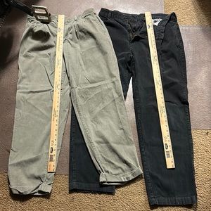 corduroy pants bundle. preowned, wrinkled. dark pair has no button. see pics